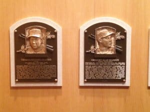plaques with the names Tom Glavine and Greg Maddux
