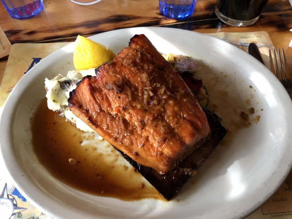 Baked salmon on a plate