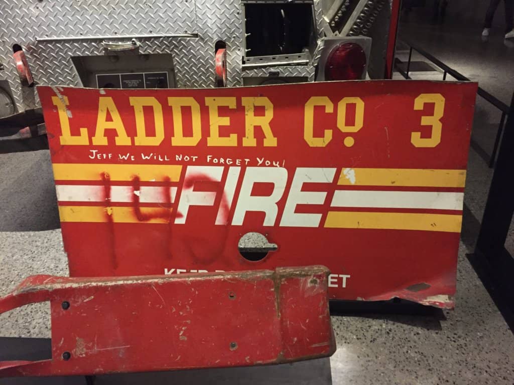 a piece of red metal reading Ladder Co 3