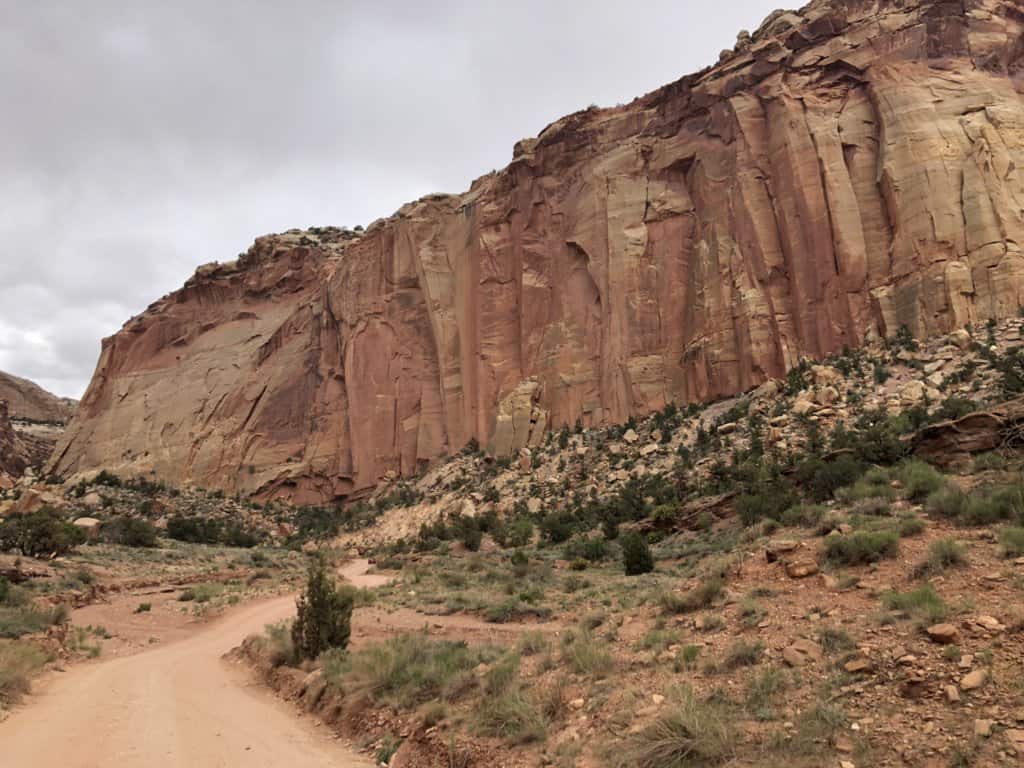 dirt road inside a red rock canyon