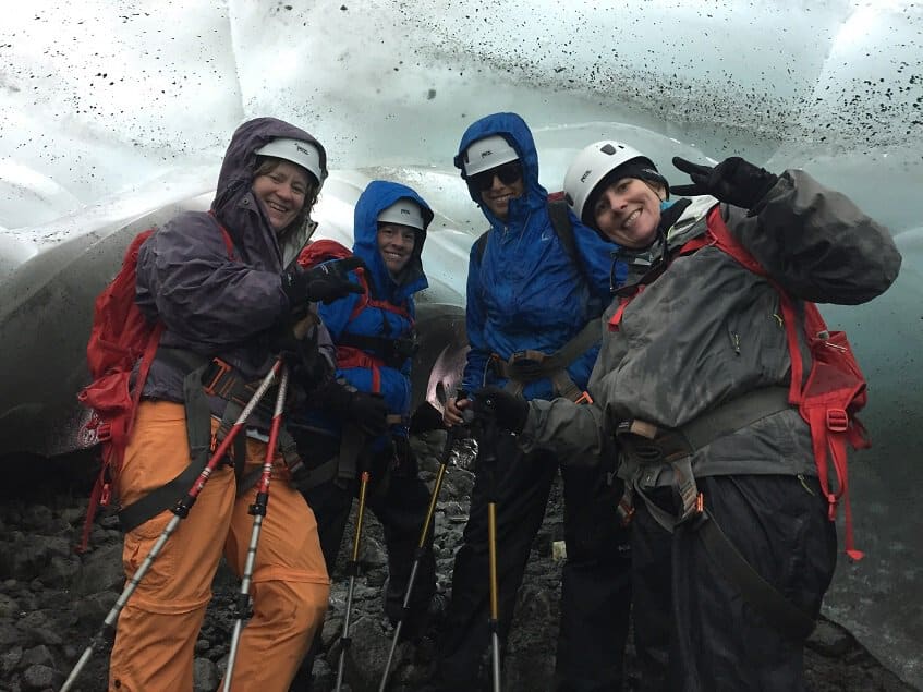 Girls having fun in Mendenhall Ice Cave