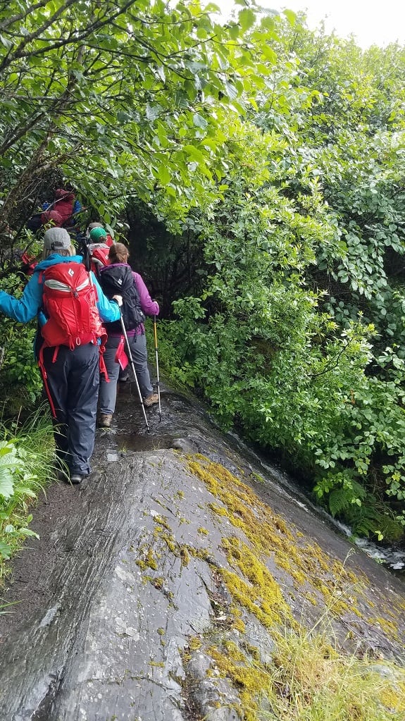 Hiking in Alaska on the ledge