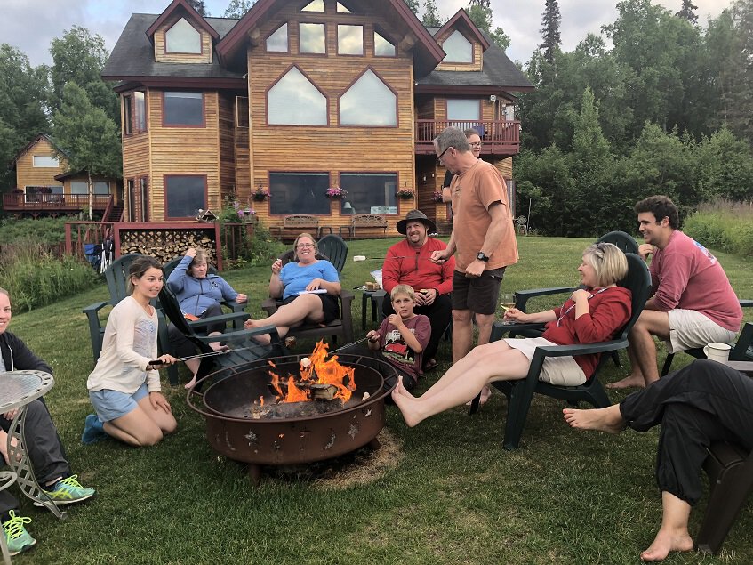 Sitting around the Firepit at Denali Overlook Inn