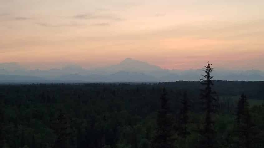 View of Denali at midnight