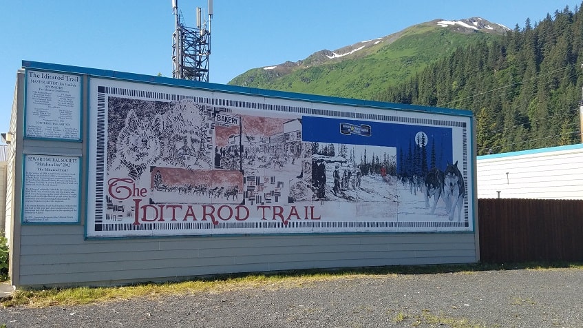 Seward mural of the Iditarod Trail