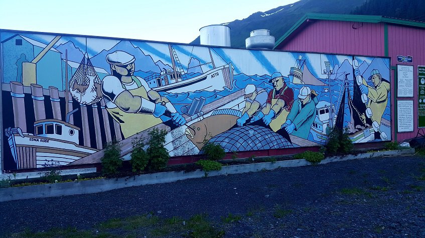 Seward mural of the fishing industry