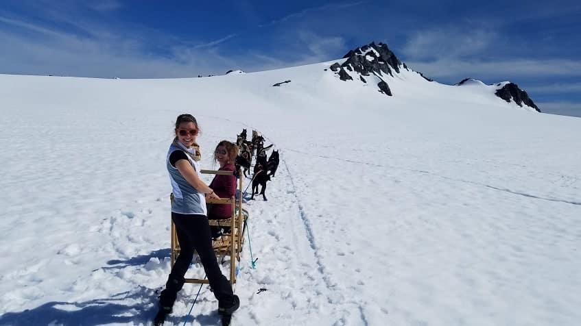 Dogsledding on glacier