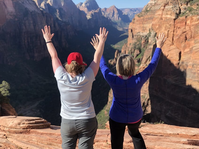 Celebrating getting to the top of Angel's Landing