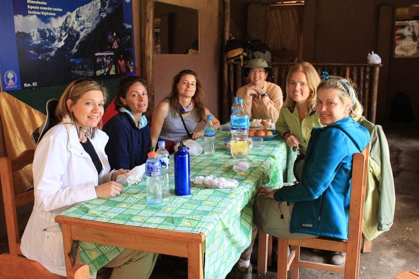 Having lunch before we start hiking the Inca Trail
