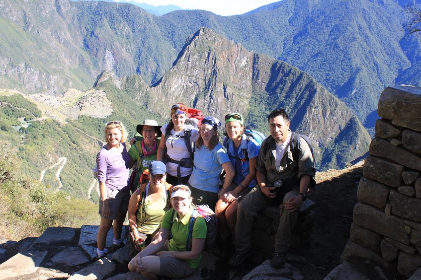 Group picture at Sun Gate on top of Machu Picchu