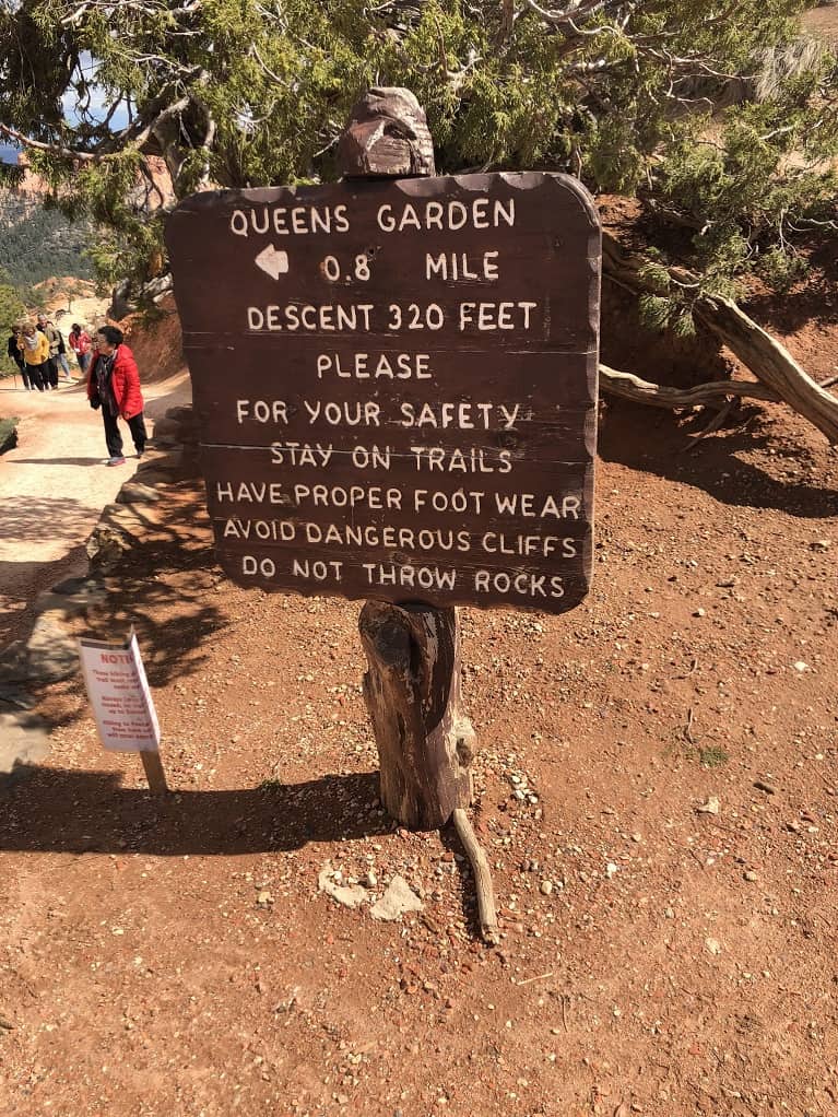 Queen's Garden trail sign