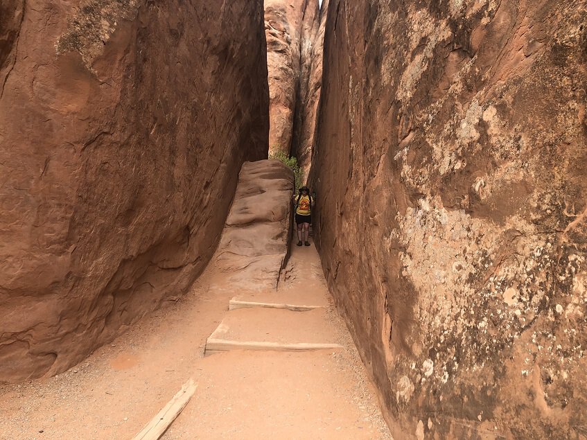 Slot canyon along the Sand Dune Arch trail