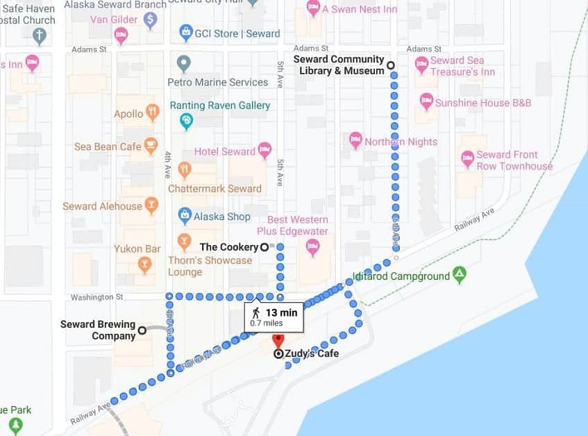 Map of downtown Seward, Alaska