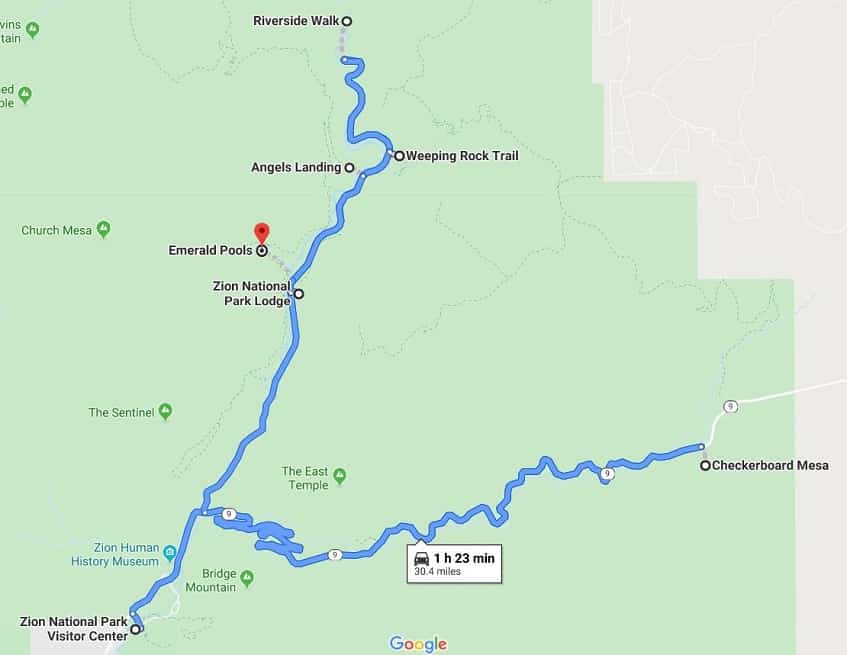 Zion National Park map